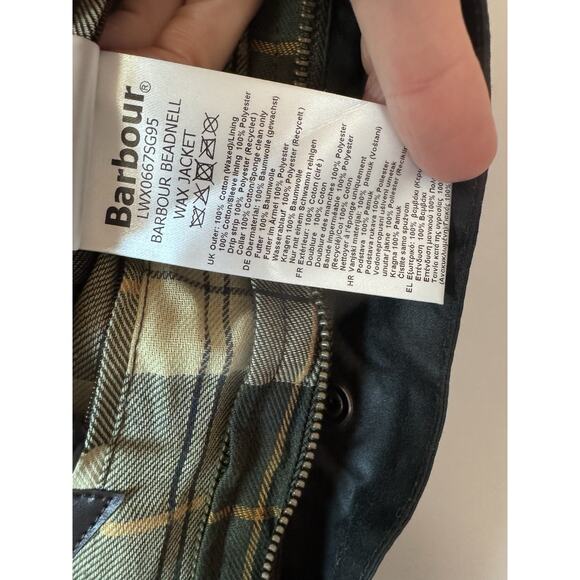 Barbour Beadnell® Waxed Jacket Sage Women's Sz 14 NWT $398 - Picture 9 of 16